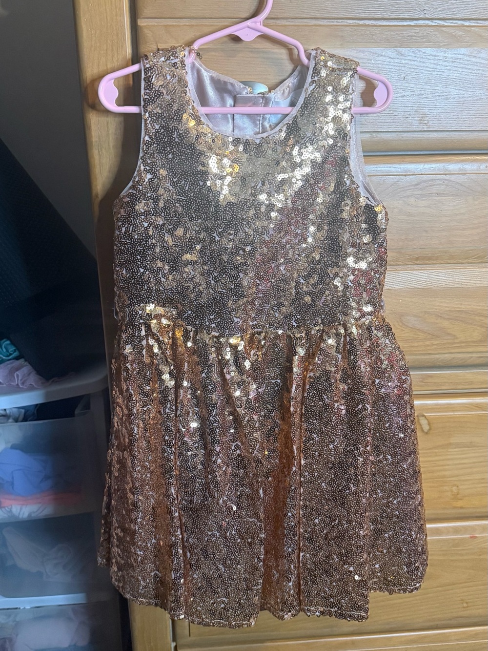 Disney Rose Gold Sequin Party Dress for Girls
